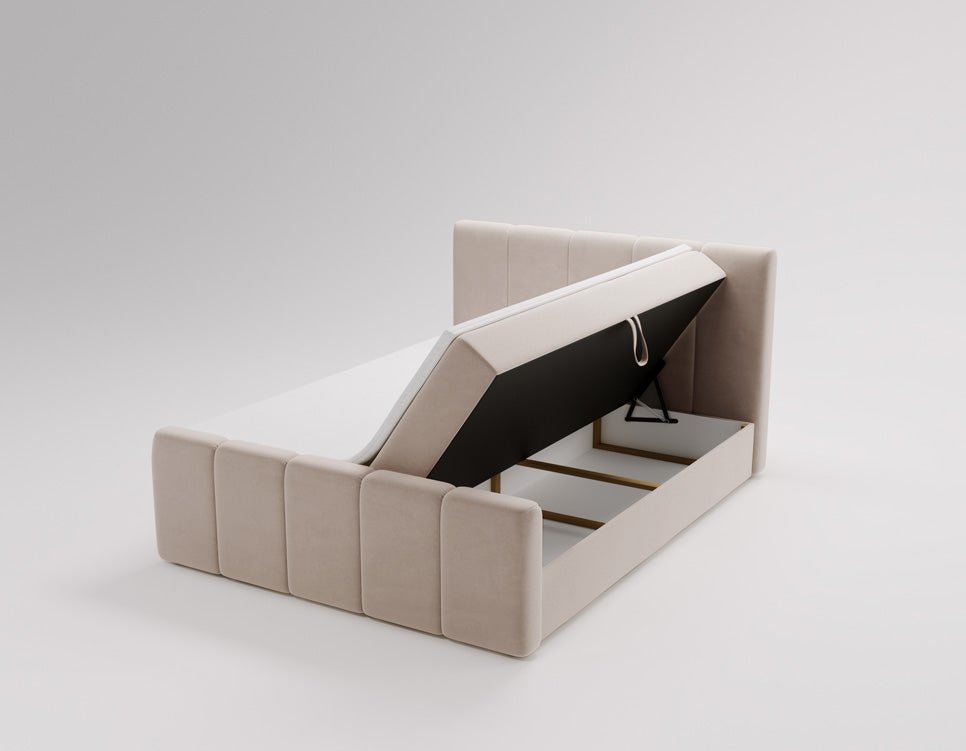 Box spring bed Bergamo velvet with storage