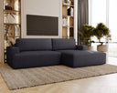 Designer corner sofa Siena bouclé with sofa bed function and storage space