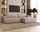 Designer corner sofa Siena bouclé with sofa bed function and storage space
