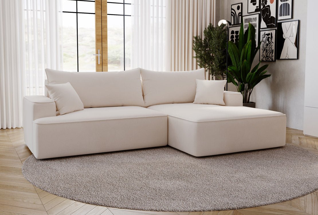 Designer Sofa Fresh in Velvet with Sleeper Function and Storage Space