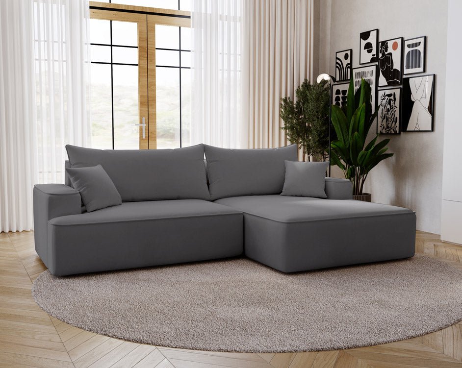 Designer Sofa Fresh in Velvet with Sleeper Function and Storage Space