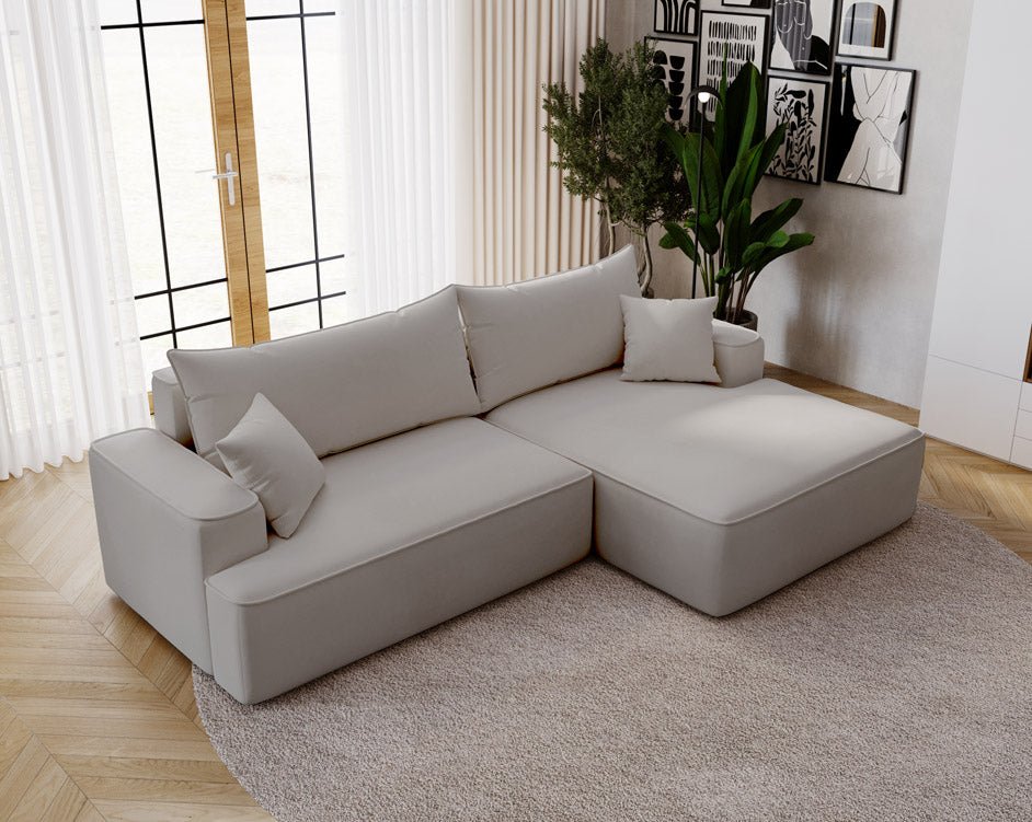 Designer Sofa Fresh in Velvet with Sleeper Function and Storage Space
