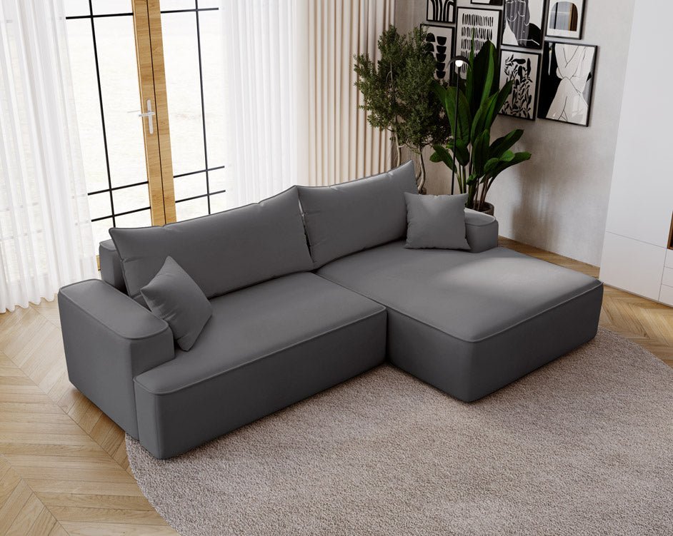 Designer Sofa Fresh in Velvet with Sleeper Function and Storage Space