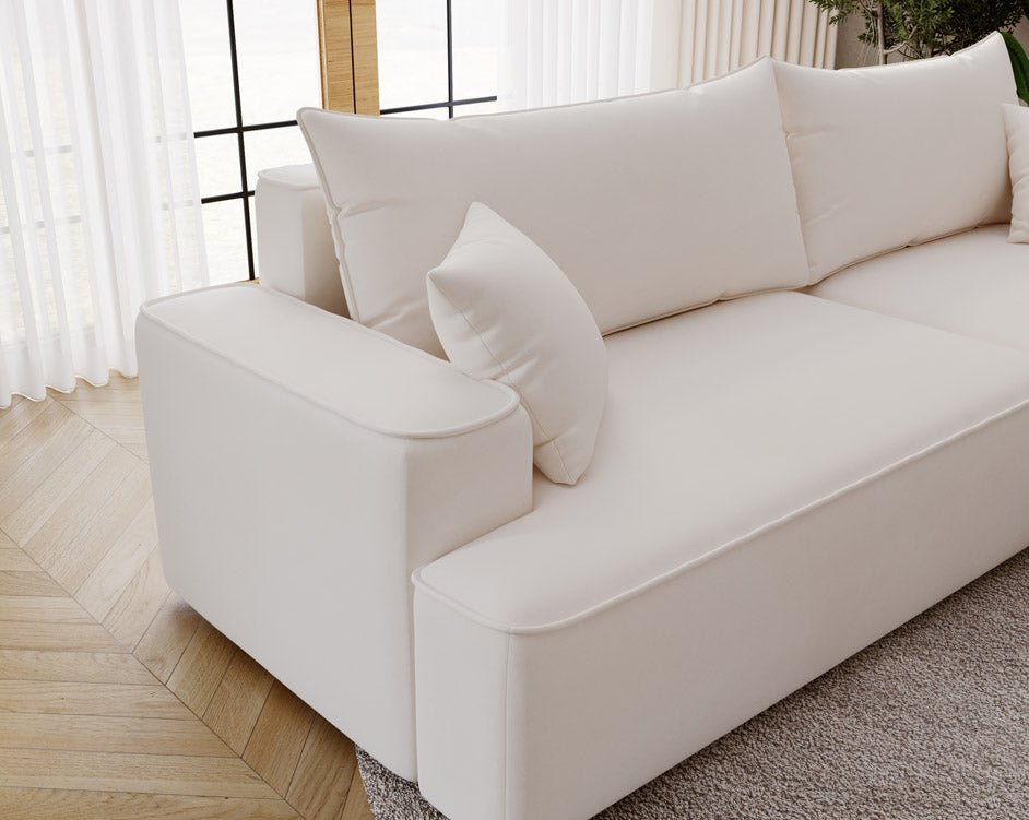 Designer Sofa Fresh in Velvet with Sleeper Function and Storage Space
