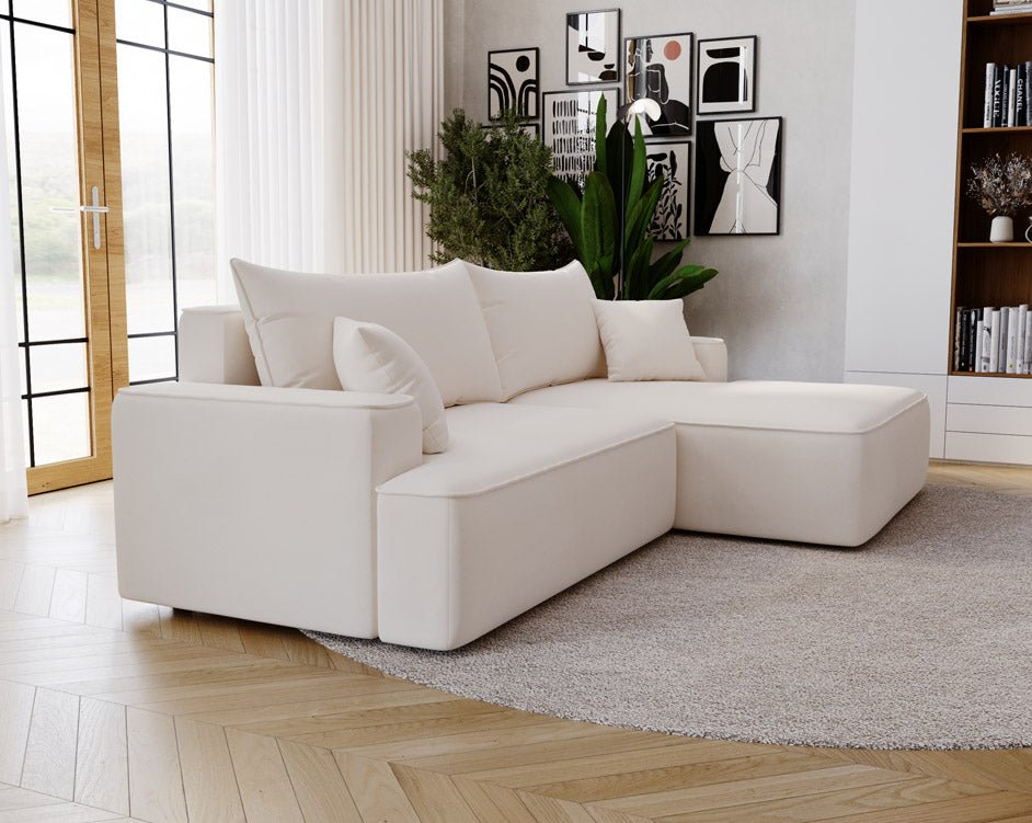 Designer Sofa Fresh in Velvet with Sleeper Function and Storage Space