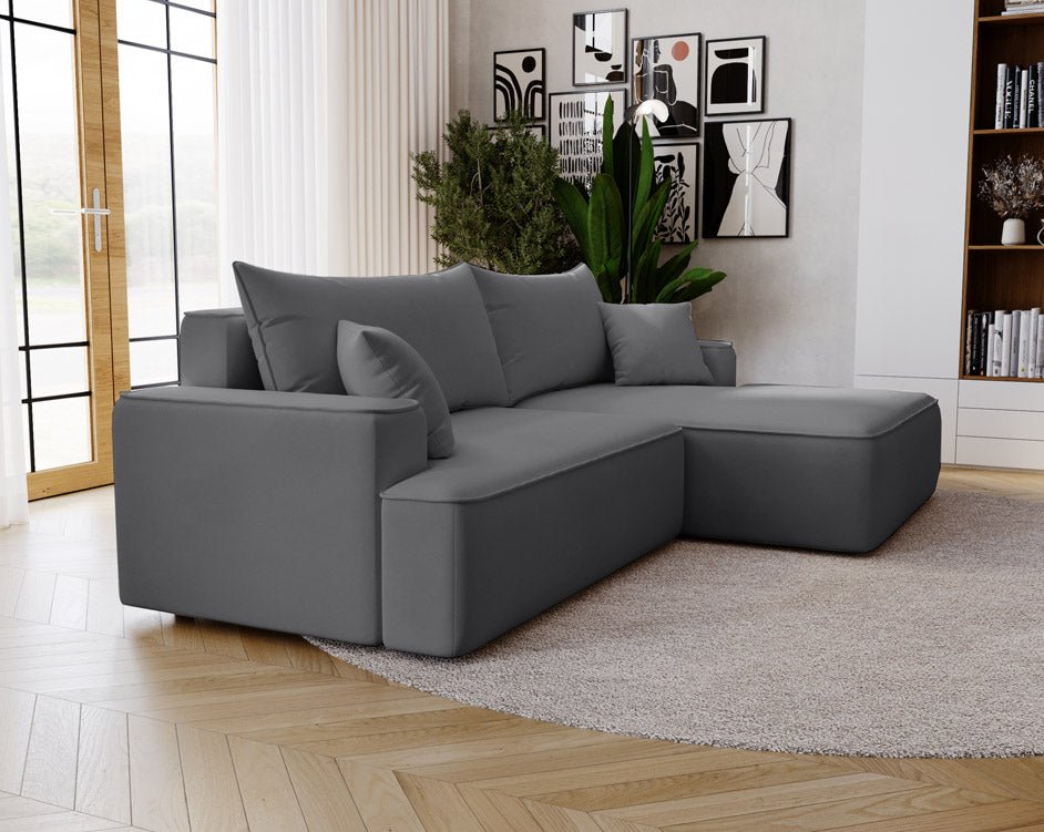 Designer Sofa Fresh in Velvet with Sleeper Function and Storage Space