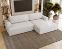 Designer corner sofa Siena bouclé with sofa bed function and storage space