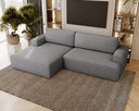 Designer corner sofa Siena bouclé with sofa bed function and storage space