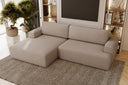Designer corner sofa Siena bouclé with sofa bed function and storage space