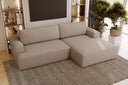 Designer corner sofa Siena bouclé with sofa bed function and storage space