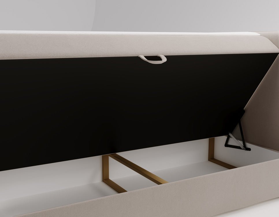 Box spring bed Bergamo velvet with storage