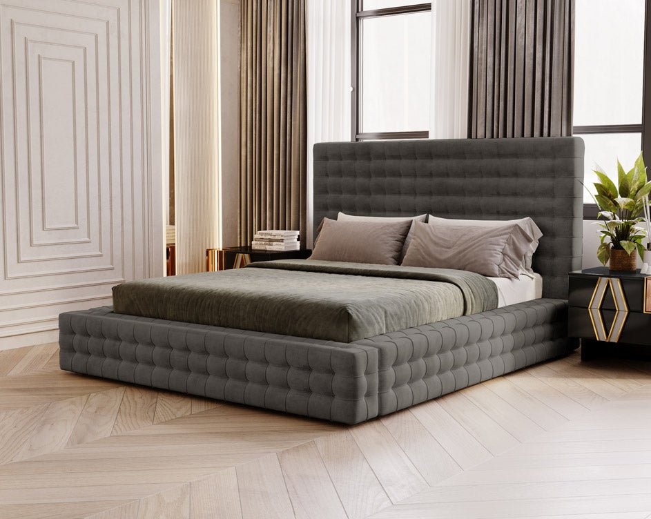 Designer Upholstered Bed Cloud in Velvet with Storage