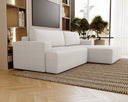 Designer corner sofa Siena bouclé with sofa bed function and storage space