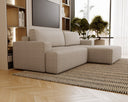 Designer corner sofa Siena bouclé with sofa bed function and storage space