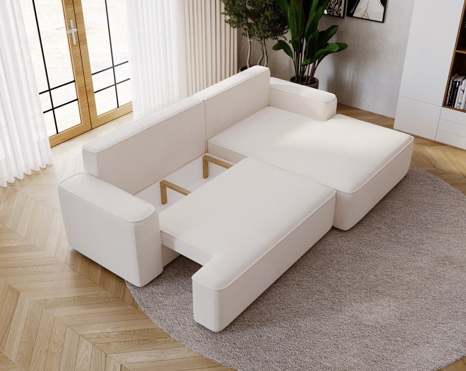 Designer Sofa Fresh in Velvet with Sleeper Function and Storage Space