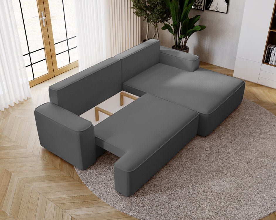 Designer Sofa Fresh in Velvet with Sleeper Function and Storage Space