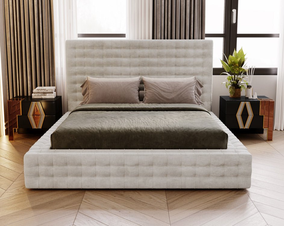 Designer Upholstered Bed Cloud in Velvet with Storage