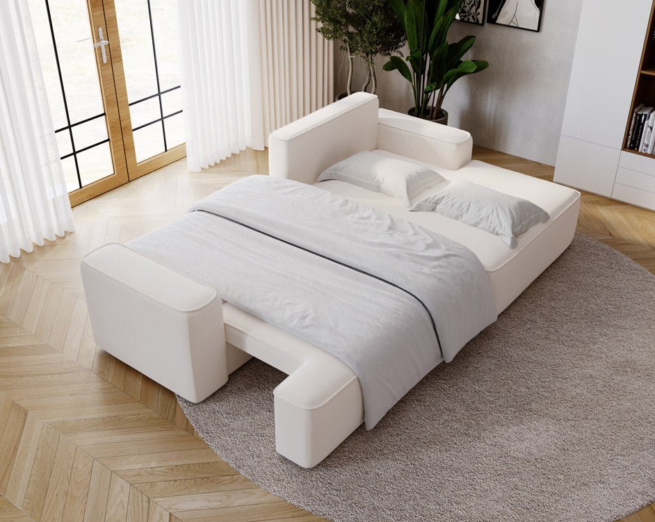 Designer Sofa Fresh in Velvet with Sleeper Function and Storage Space