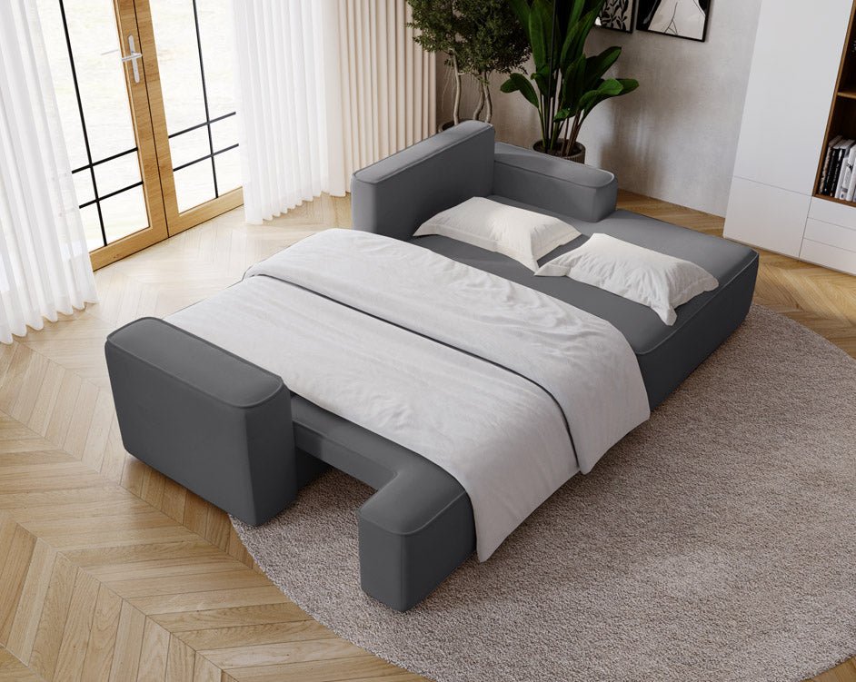 Designer Sofa Fresh in Velvet with Sleeper Function and Storage Space