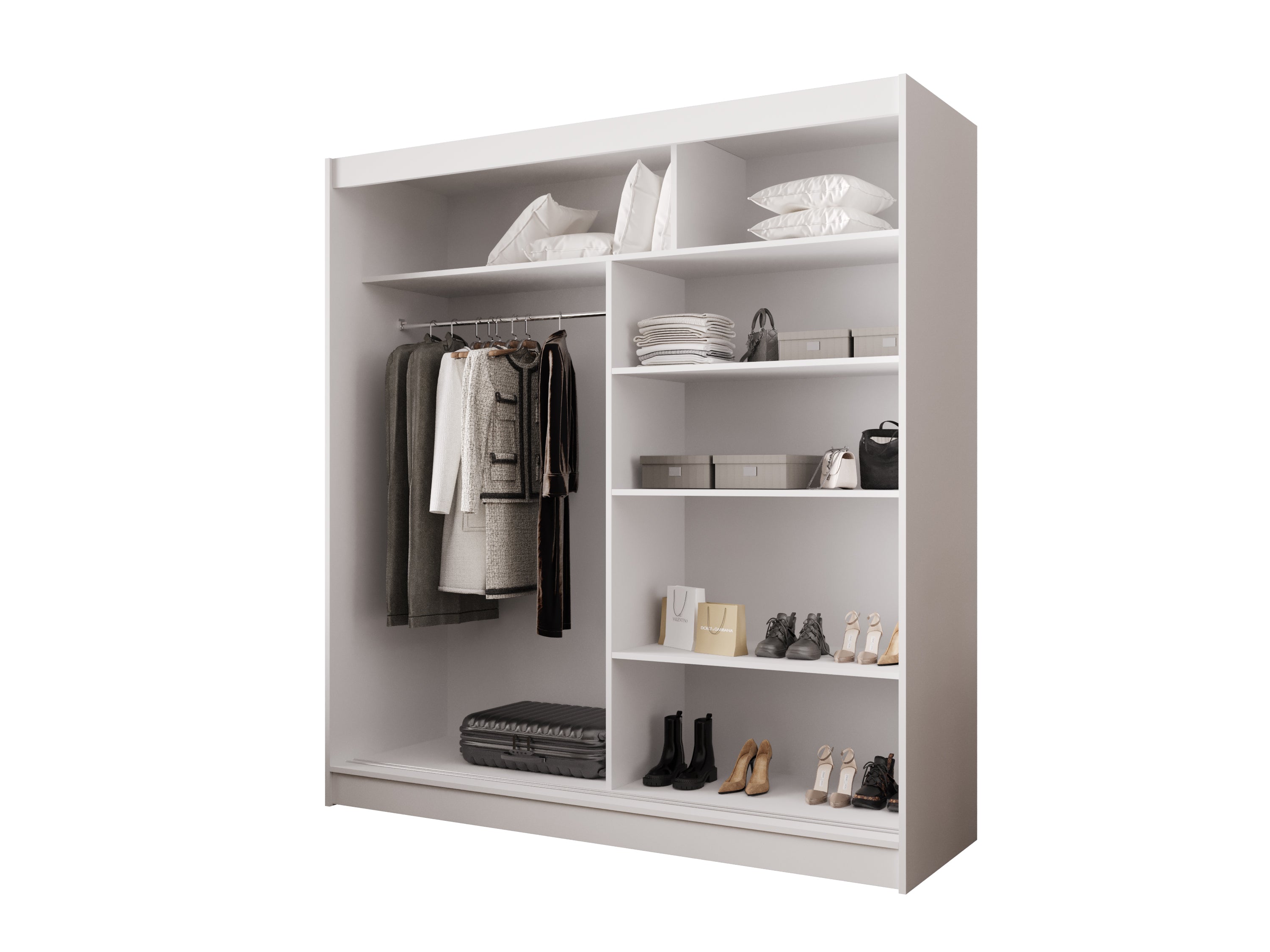 Designer wardrobe Aveno – White or Black with minimalist sliding doors