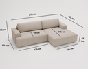 Designer corner sofa Siena bouclé with sofa bed function and storage space