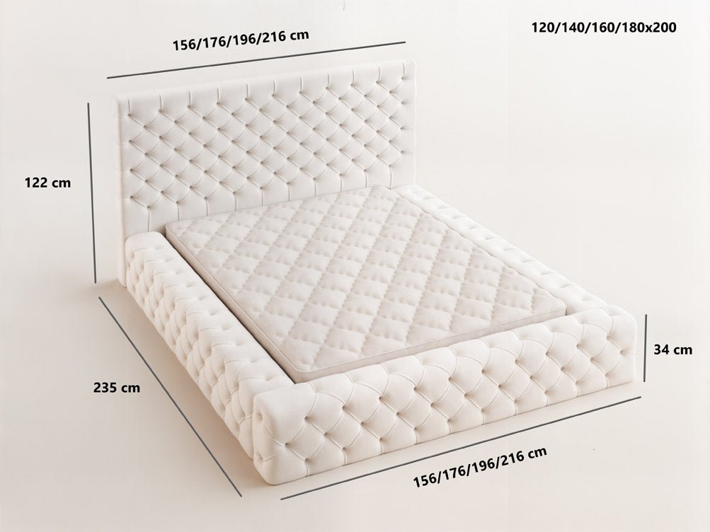 Designer upholstered bed Prestige in velvet with storage