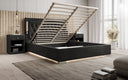 Designer upholstered bed Relina including RGB, USB, and storage
