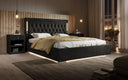 Designer upholstered bed Relina including RGB, USB, and storage