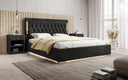 Designer upholstered bed Relina including RGB, USB, and storage