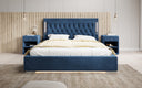 Designer upholstered bed Relina including RGB, USB, and storage
