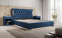 Designer upholstered bed Relina including RGB, USB, and storage