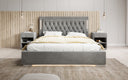 Designer upholstered bed Relina including RGB, USB, and storage