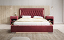 Designer upholstered bed Relina including RGB, USB, and storage