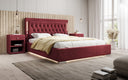 Designer upholstered bed Relina including RGB, USB, and storage