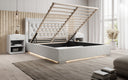 Designer upholstered bed Relina including RGB, USB, and storage