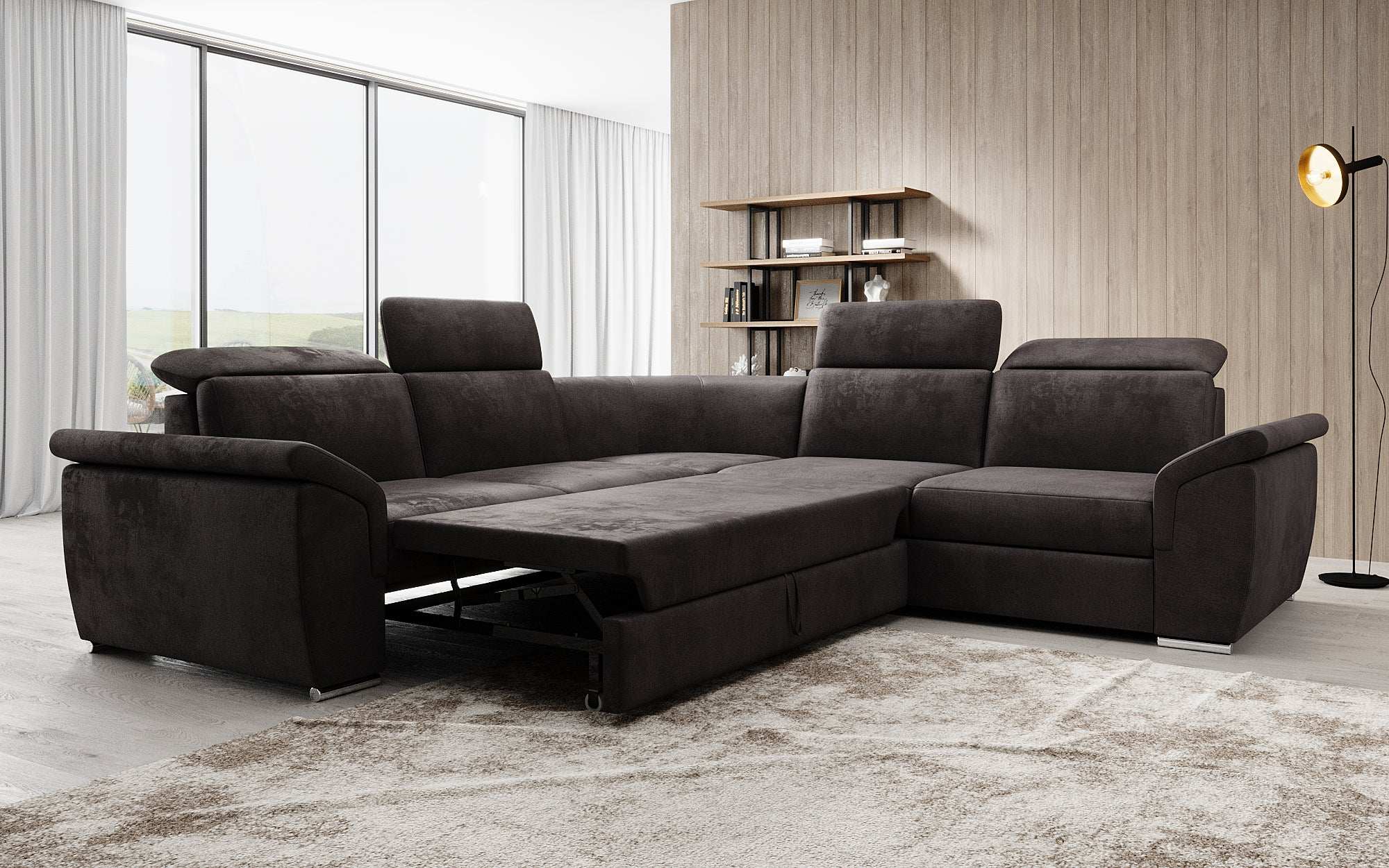 Designer Sofa Fernando with Sleeping Function and Storage Space