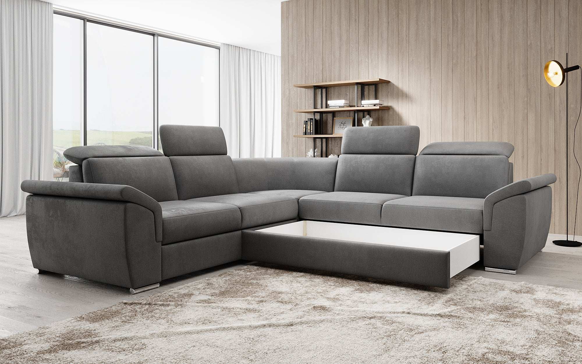 Designer Sofa Fernando with Sleeping Function and Storage Space