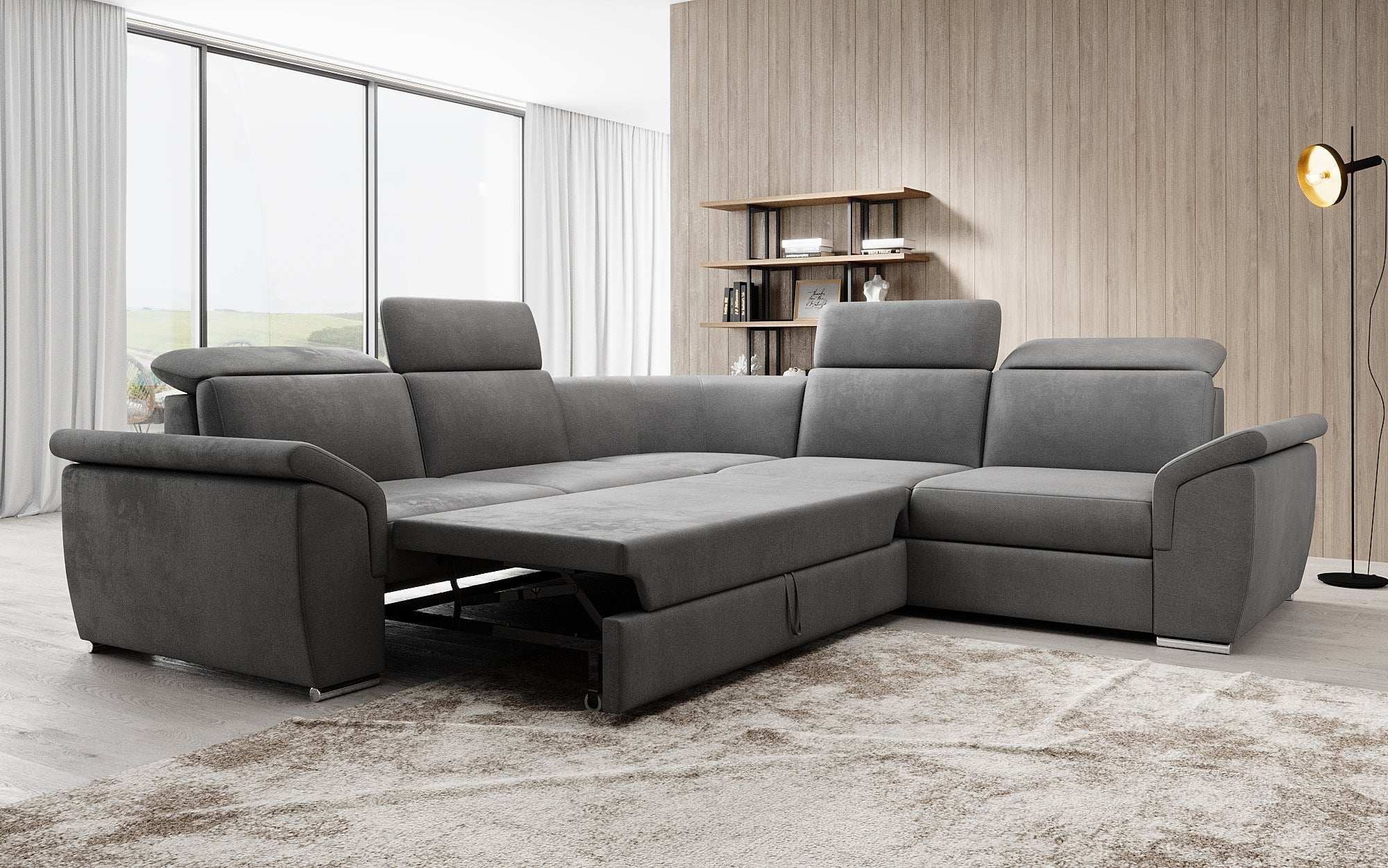 Designer Sofa Fernando with Sleeping Function and Storage Space
