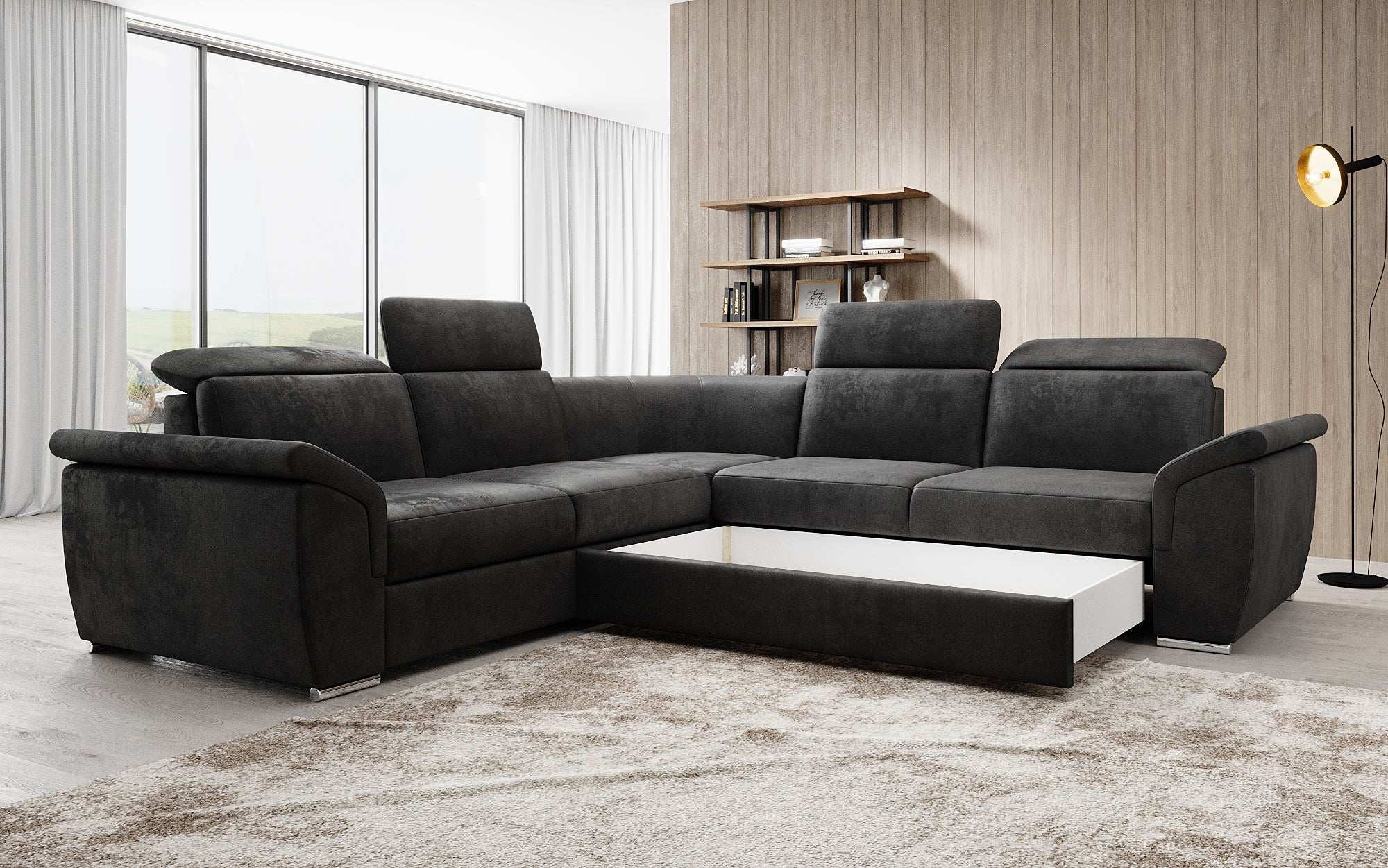 Designer Sofa Fernando with Sleeping Function and Storage Space