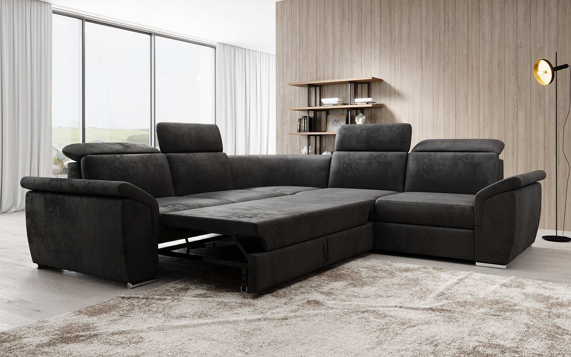 Designer Sofa Fernando with Sleeping Function and Storage Space