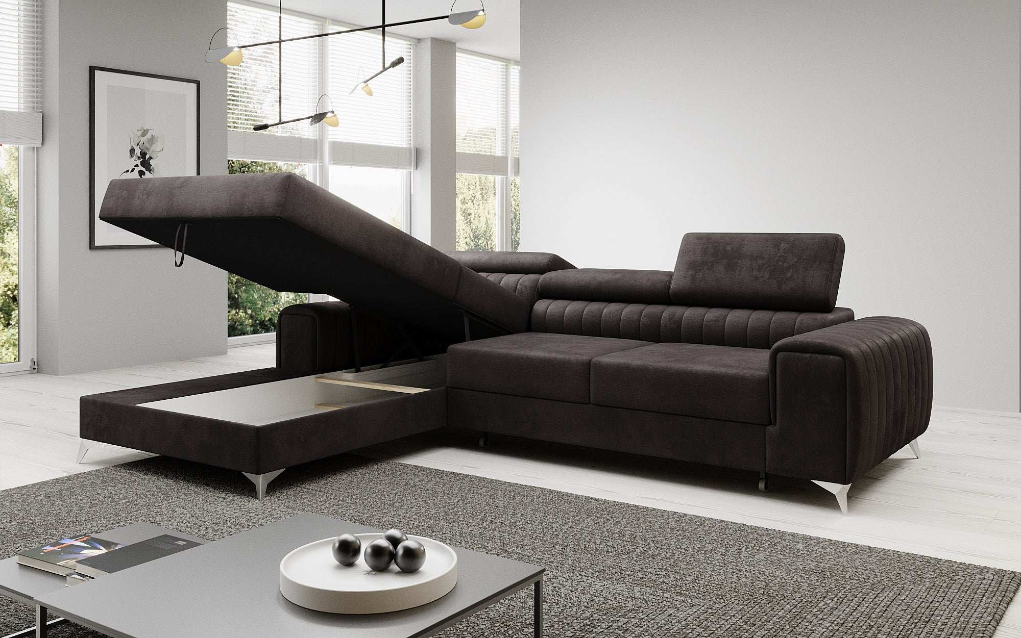 Designer Sofa Melinda with Sleeping and Folding Function