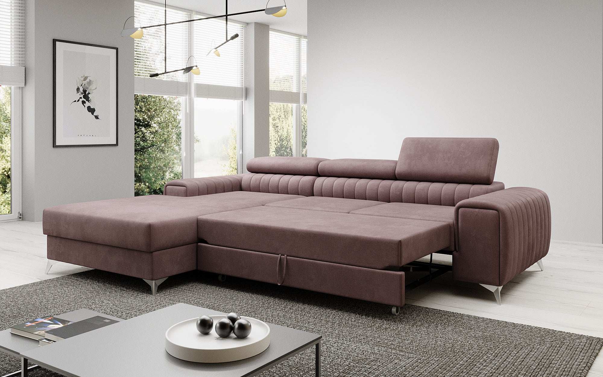 Designer Sofa Melinda with Sleeping and Folding Function