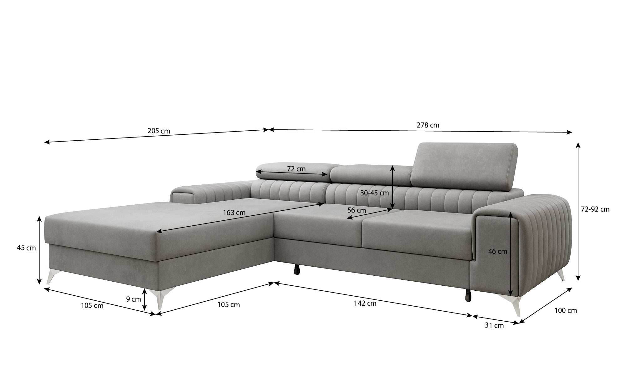 Designer Sofa Melinda with Sleeping and Folding Function