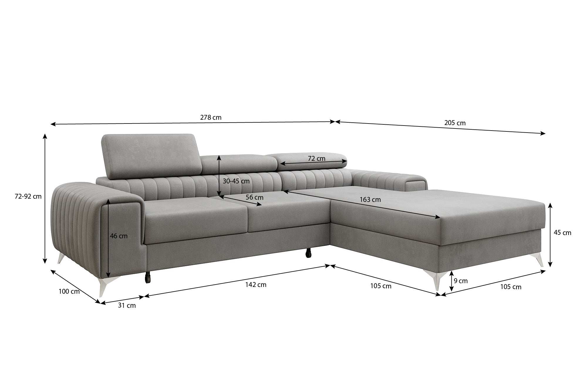 Designer Sofa Melinda with Sleeping and Folding Function