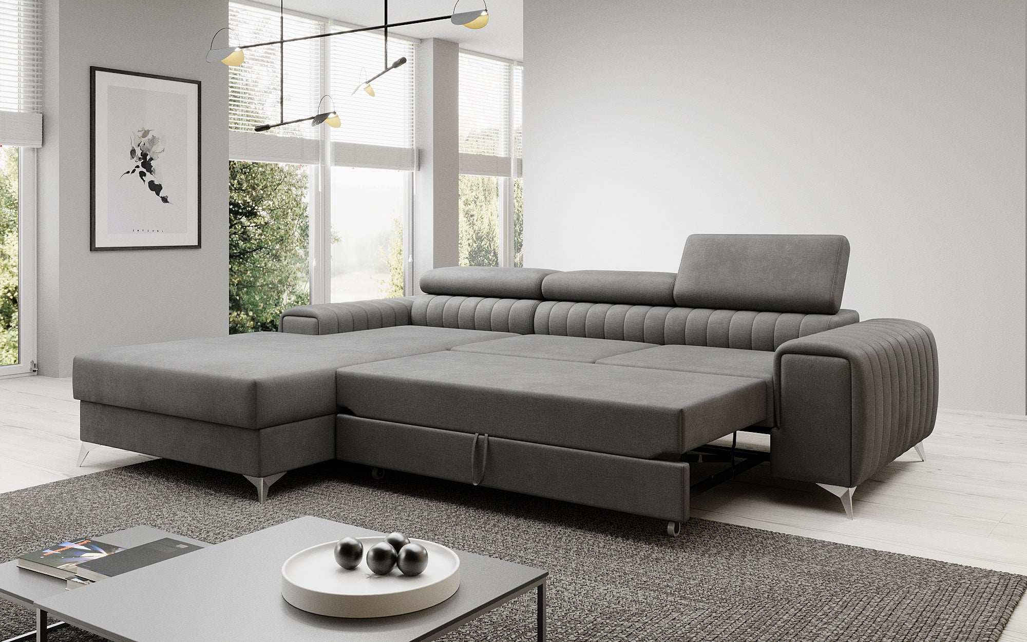 Designer Sofa Melinda with Sleeping and Folding Function