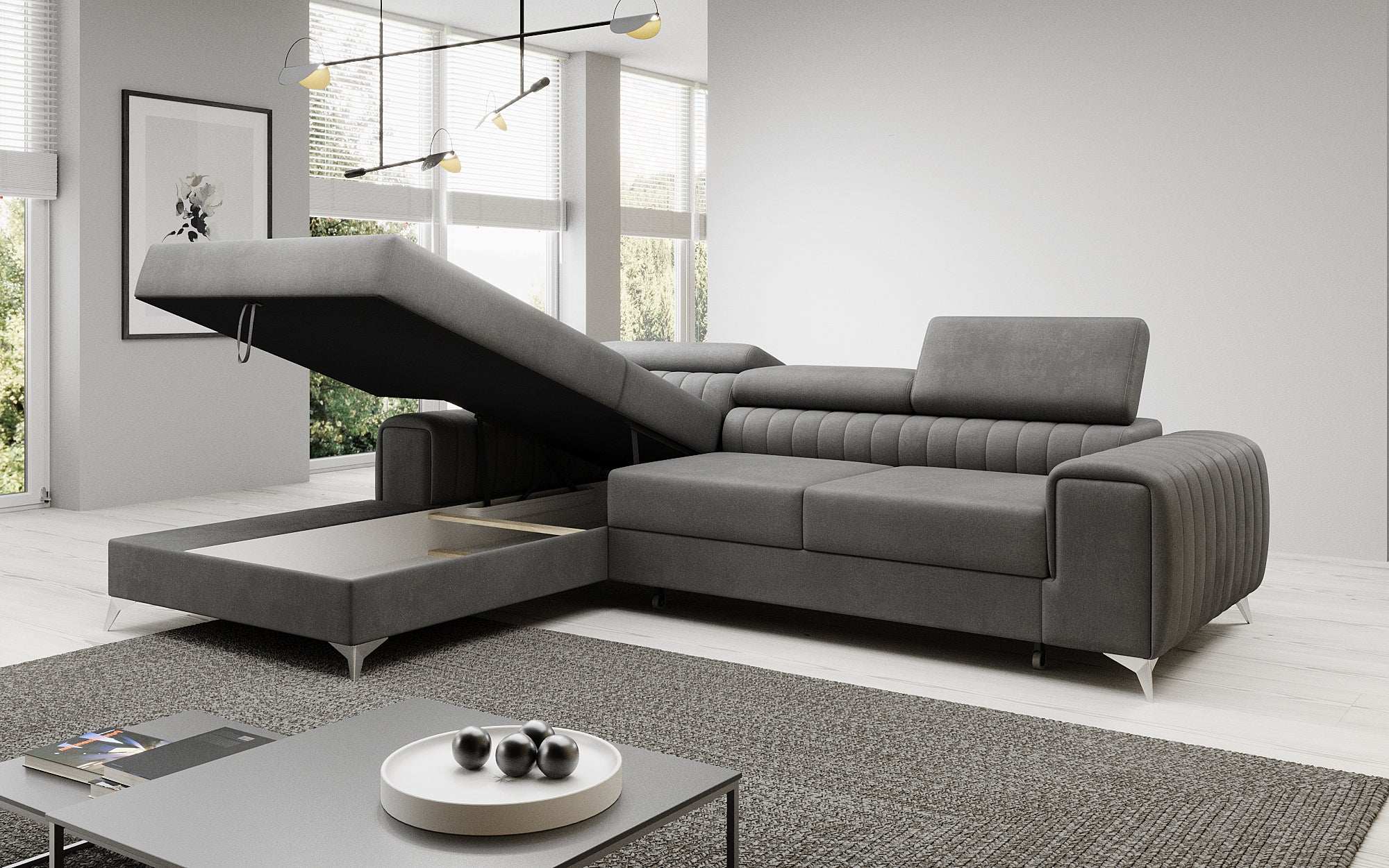 Designer Sofa Melinda with Sleeping and Folding Function