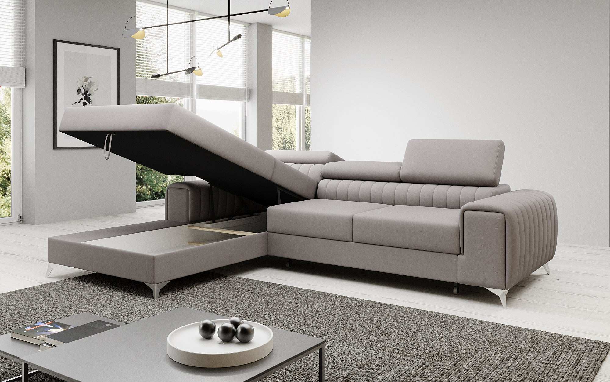 Designer Sofa Melinda with Sleeping and Folding Function
