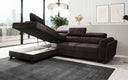 Designer corner sofa Kira with sleeping and fold-out function