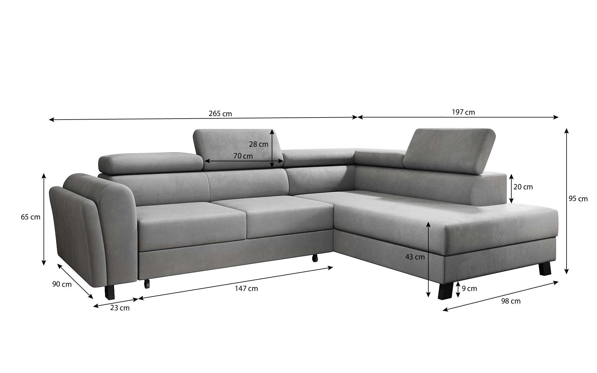Designer Sofa Kira with Sleeping and Folding Function