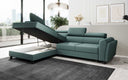 Designer corner sofa Kira with sleeping and fold-out function